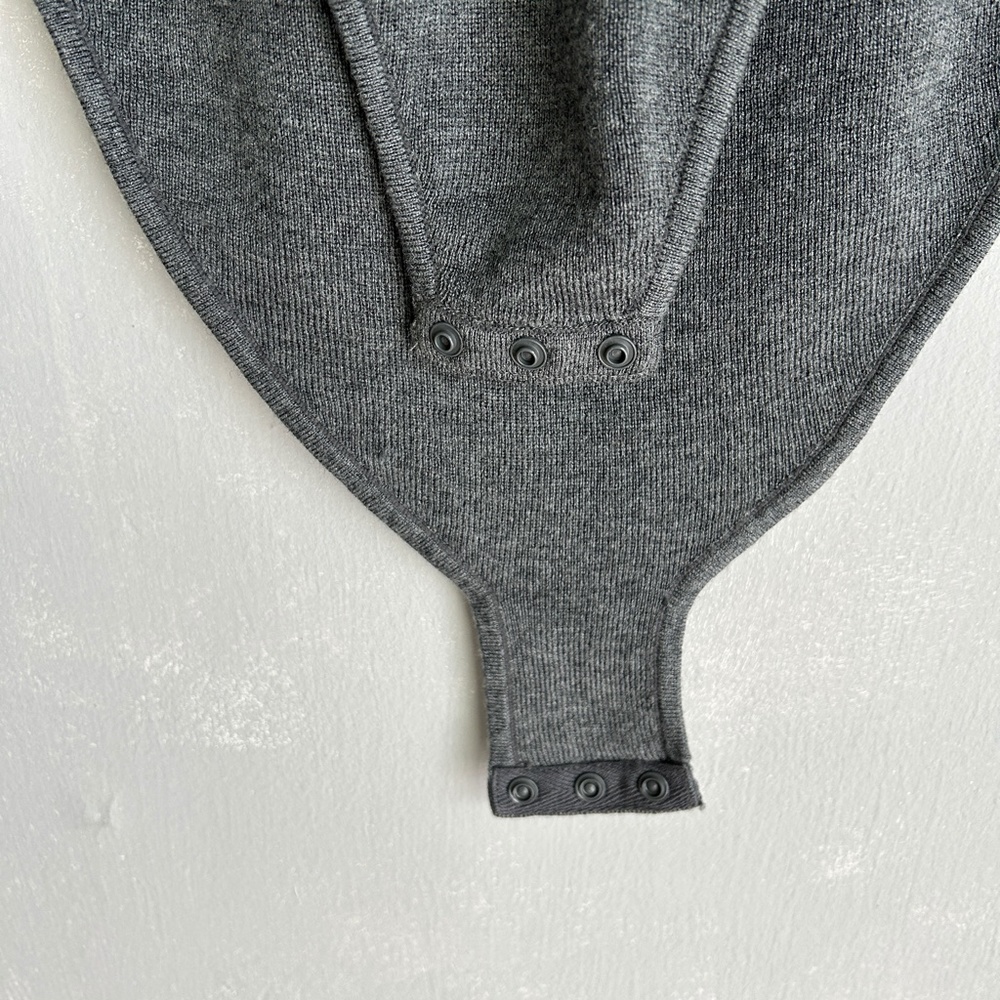 ADAY size M Like a Glove bodysuit high neck short sleeve gray merino wool blend - Picture 10 of 11